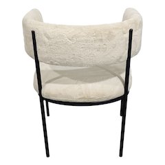 Elias Dining Chair Upholstered in Leather Velvet and Powder Coated Iron Legs