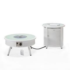 Walbrooke Patio Round Fire Pit and Tank Holder with Slats Design