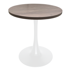 Bristol Dining table, White Base with 27" Round Dark Walnut MDF top