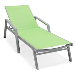 Marlin Patio Chaise Lounge Chair With Armrests in Grey Aluminum Frame