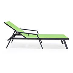 Lounge Chair With Armrests in Black Aluminum Frame, Set of 2