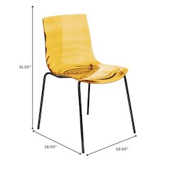 Astor Water Ripple Design Dining Chair in Black Base Orange Seat Set of 2