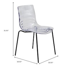 Astor Modern Dinin Chair, Single Chair, Black Base with Clear Seat Set of 4