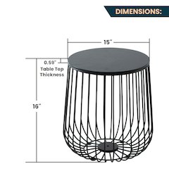 Runswick Modern Wood Top End Table With Metal Base in Black