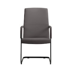Evander Office Guest Chair in Grey Leather