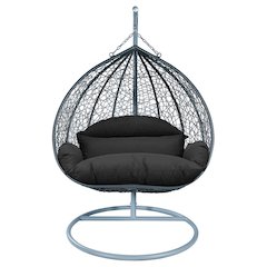 Recluse Collection Modern Outdoor Swing Chair Grey Frame with Black Cushion