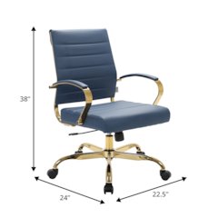Benmar Home Leather Office Chair With Gold Frame