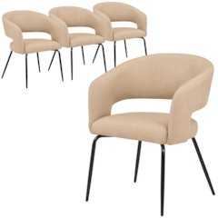 Gavin Series Modern Chair Black Frame in Light Taupe Set of 4