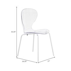 Modern Oyster Transparent Side Chair in White Base