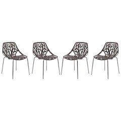 Modern Asbury Dining Chair w/ Chromed Legs, Set of 4
