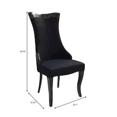 Novara Collection Modern Wooden Dining Chair in Black Velvet Set of 4