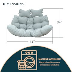 Wicker 2 Person Double Folding Hanging Egg Swing Cushion