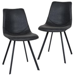 Markley Modern Leather Dining Chair With Metal Legs Set of 2