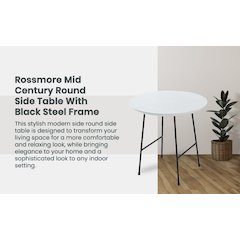 Rossmore Mid Century Modern Round Side Table With Black Steel Frame