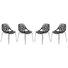 Modern Asbury Dining Chair w/ Chromed Legs, Set of 4