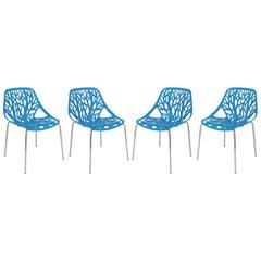 Modern Asbury Dining Chair w/ Chromed Legs, Set of 4