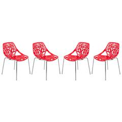 Modern Asbury Dining Chair w/ Chromed Legs, Set of 4