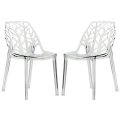 Cornelia Modern Spring Cut-Out Tree Design Stackable Dining Chair (set of 2)