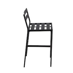 Chelsea Collection Modern Aluminum Chair in black with Blue Cushions - Set of 2