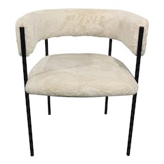 Cyril Collection Modern Chair in White Faux Fur Set of 2