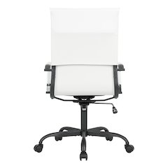 Harris Leather Home High-Back Office Chair in White With Black Frame