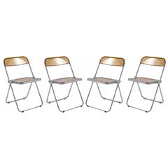 Lawrence Acrylic Folding Chair With Metal Frame, Set of 4