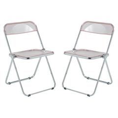Lawrence Acrylic Folding Chair With Metal Frame, Set of 2