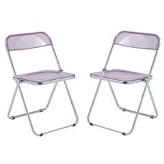 Lawrence Acrylic Folding Chair With Metal Frame, Set of 2
