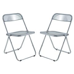 Lawrence Acrylic Folding Chair With Metal Frame, Set of 2