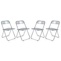 Lawrence Acrylic Folding Chair With Metal Frame, Set of 4