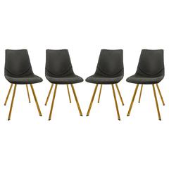 Markley Modern Leather Dining Chair With Gold Legs Set of 4