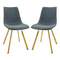 Markley Modern Leather Dining Chair With Gold Legs Set of 2