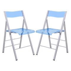 Menno Modern Acrylic Folding Chair, Set of 2