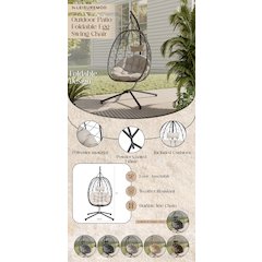 Summit Series Outdoor Egg Swing Chair In Black With Light Brown Cushions