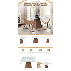 Zephry Collection Modern Dining Wooden Square Dining Table