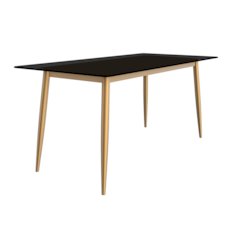 Modern Dining Table Brushed Gold Base, With 62 Black/Gold Sintered Stone Top