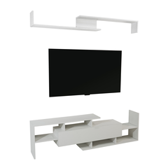 LeisureMod Surrey Modern TV Stand with MDF Shelves and Bookcase