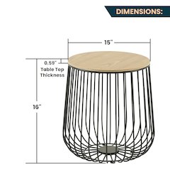 Runswick Modern Wood Top End Table With Metal Base in Natural Wood