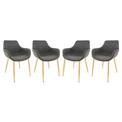 Markley Modern Leather Dining Arm Chair With Gold Metal Legs Set of 4