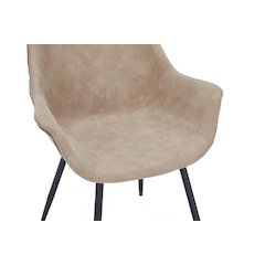 Markley Modern Leather Dining Arm Chair Set of 4 in Taupe