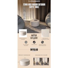Terra Collection Fiberglass Outdoor Coffee Table In White