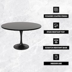 Verve Collection 48 Round Dining Table, Black Base with Black MDF Top