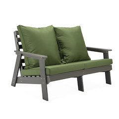 Alpine - Grey Loveseat - Dark Green Cushions