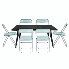7-Piece Acrylic Folding Dining Chair and Rectangular Dining Table Set