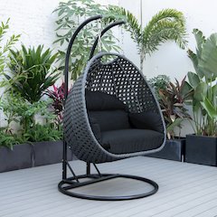Mendoza Charcoal Wicker Hanging 2 person Egg Swing Chair