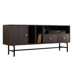 Rectangular TV Stand with Enclosed Storage and Powder Coated Iron Legs