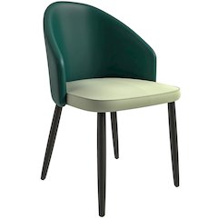 Modern Dining Seat in Green, with Light Grey Fabric Seat  Set of 4