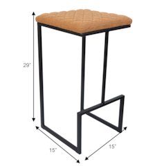 Quincy Leather Bar Stools With Metal Frame Set of 2