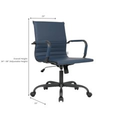 Harris Leather Office Chair in Blue With Black Frame