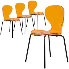 Modern Oyster Transparent Side Chair in Black Base